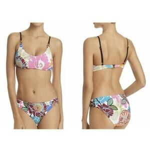 Trina Turk Women's Radiant Blooms Bralette Bikini Set 2 PC sz 6 Multicolor